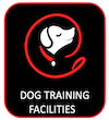 Icon of a dog and a dog leash represents dog training facilities at this vet